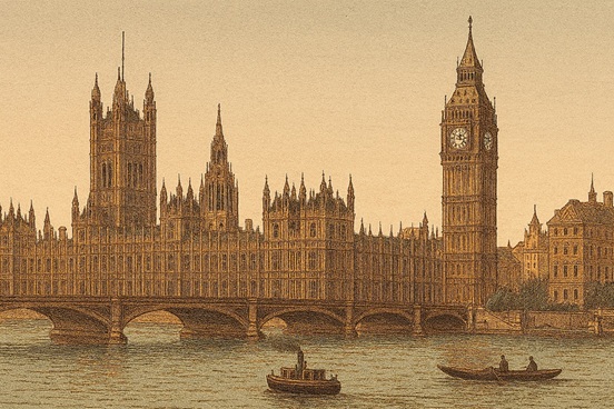 Vintage illustration of the Houses of Parliament